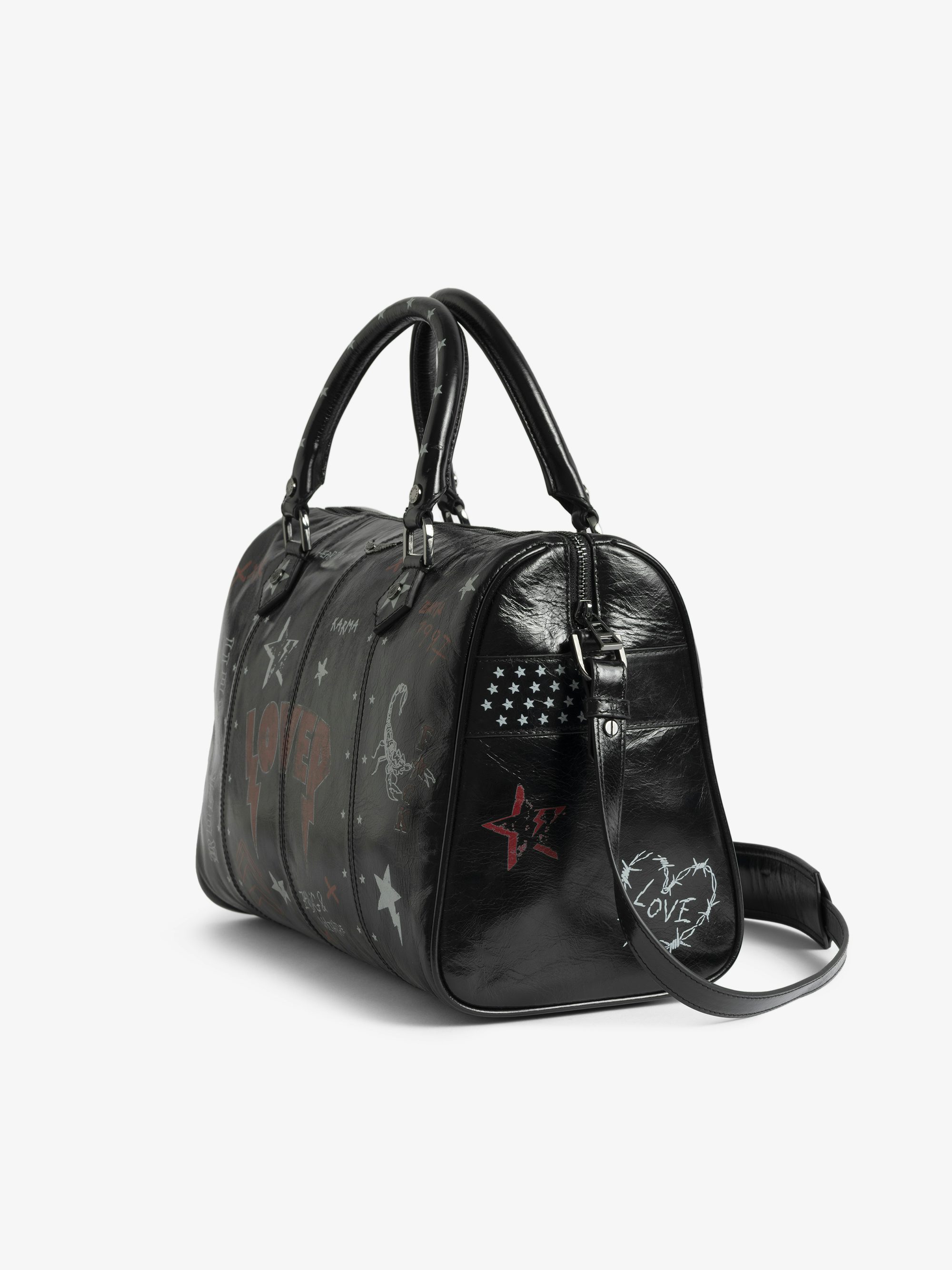 Sunny Medium Vibe Punk Bag - Patent leather effect bag with vintage-inspired punk tag, adjustable shoulder strap and wings signature.